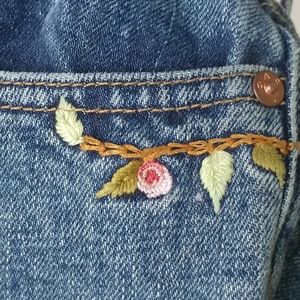 Floral Embroider mid-rise cottagecore bootcut jean